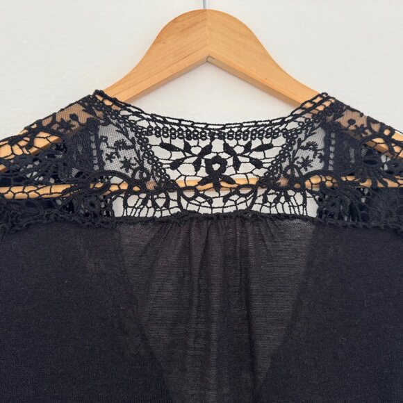 Trinity Black Crochet Lace Cardigan – Vintage Button Down, Size Small - Picture 7 of 8